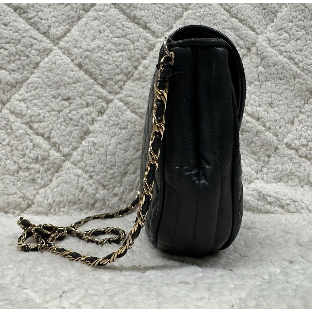 Jay Herbert New York vintage quilted black leather chain purse crossbody bag - Picture 10 of 13